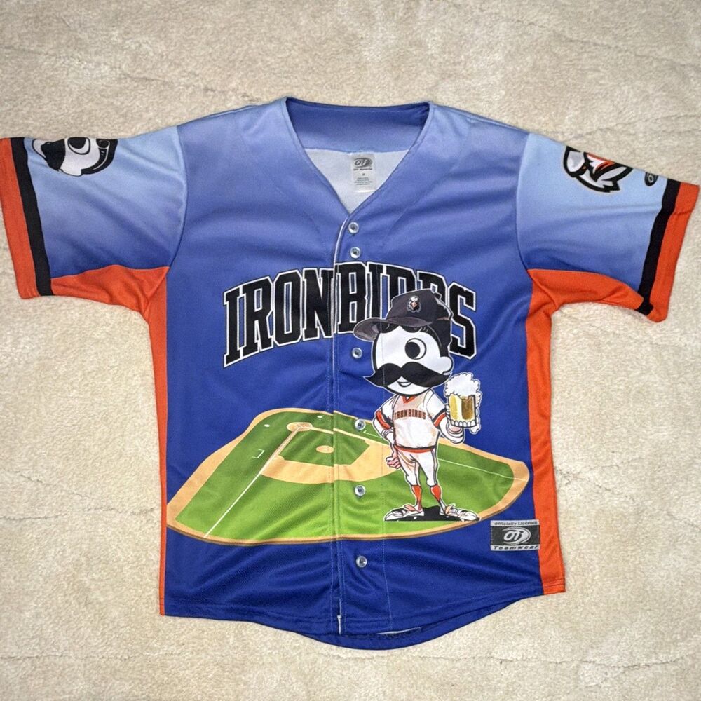 OT Sports Aberdeen IronBirds Baseball Button-Up Jersey M #5 Blue/Orange Licensed